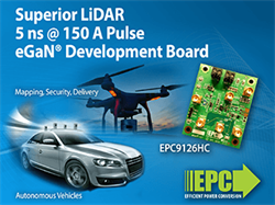 150-Ampere LiDAR Development Board Can Deliver 5 Nano Second Pulses Using eGaN Technology From EPC